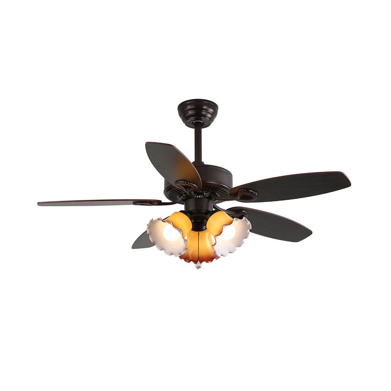 Ventilador de Techo Elora Vintage con Luz con pantalla Amarilla