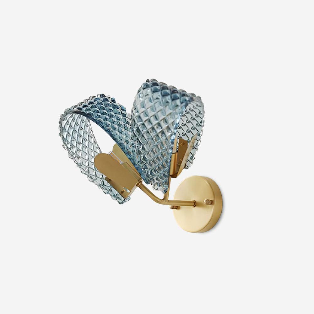 Wall Lamp Blue Ribbed Glass Ribbons Brass - Letslighting