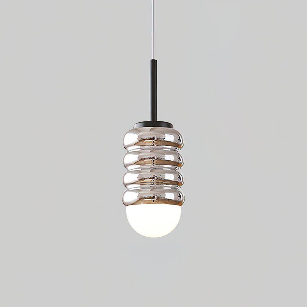 Pendant Light Ribbed Ceramic Brass Midcentury - Letslighting