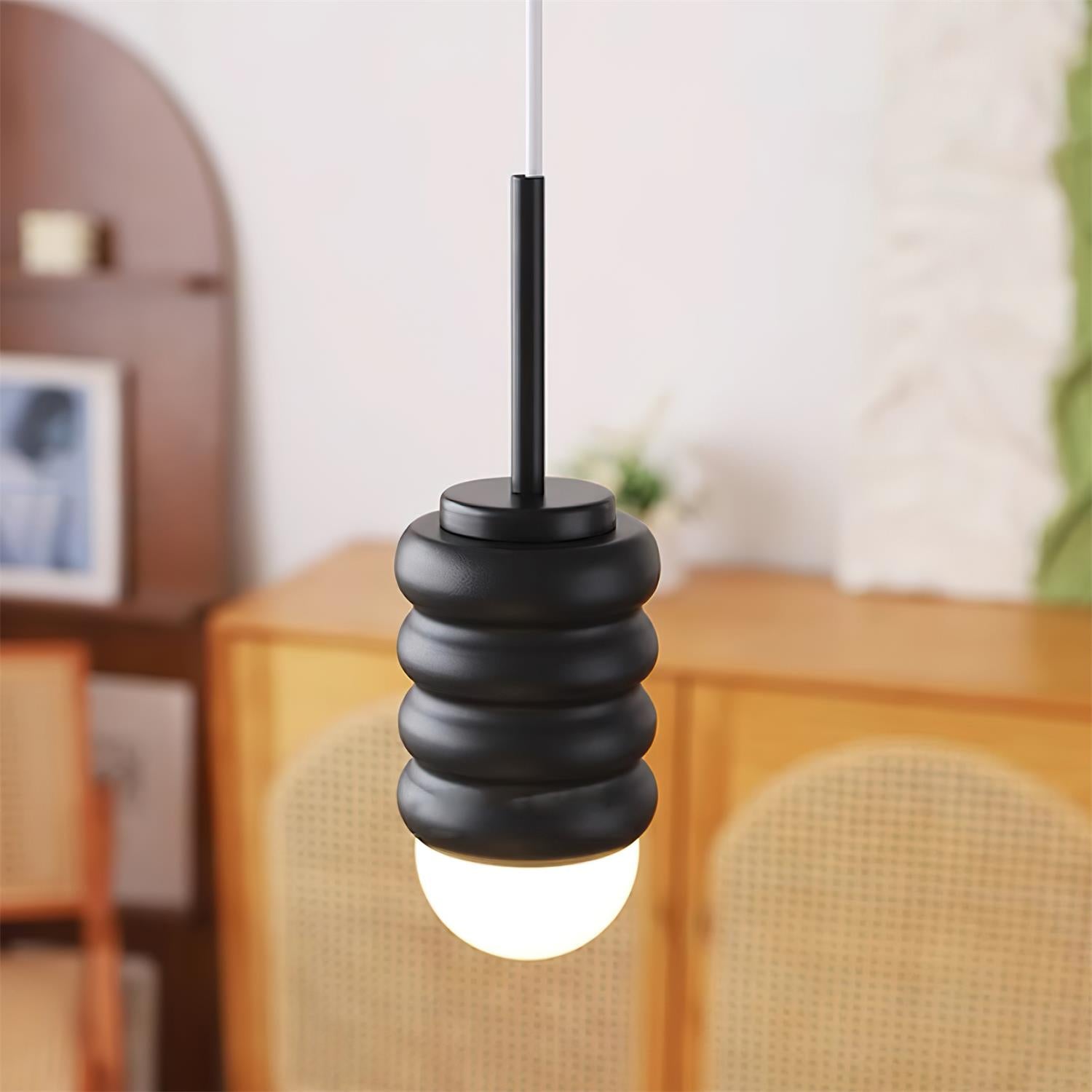 Pendant Light Ribbed Ceramic Brass Midcentury - Letslighting