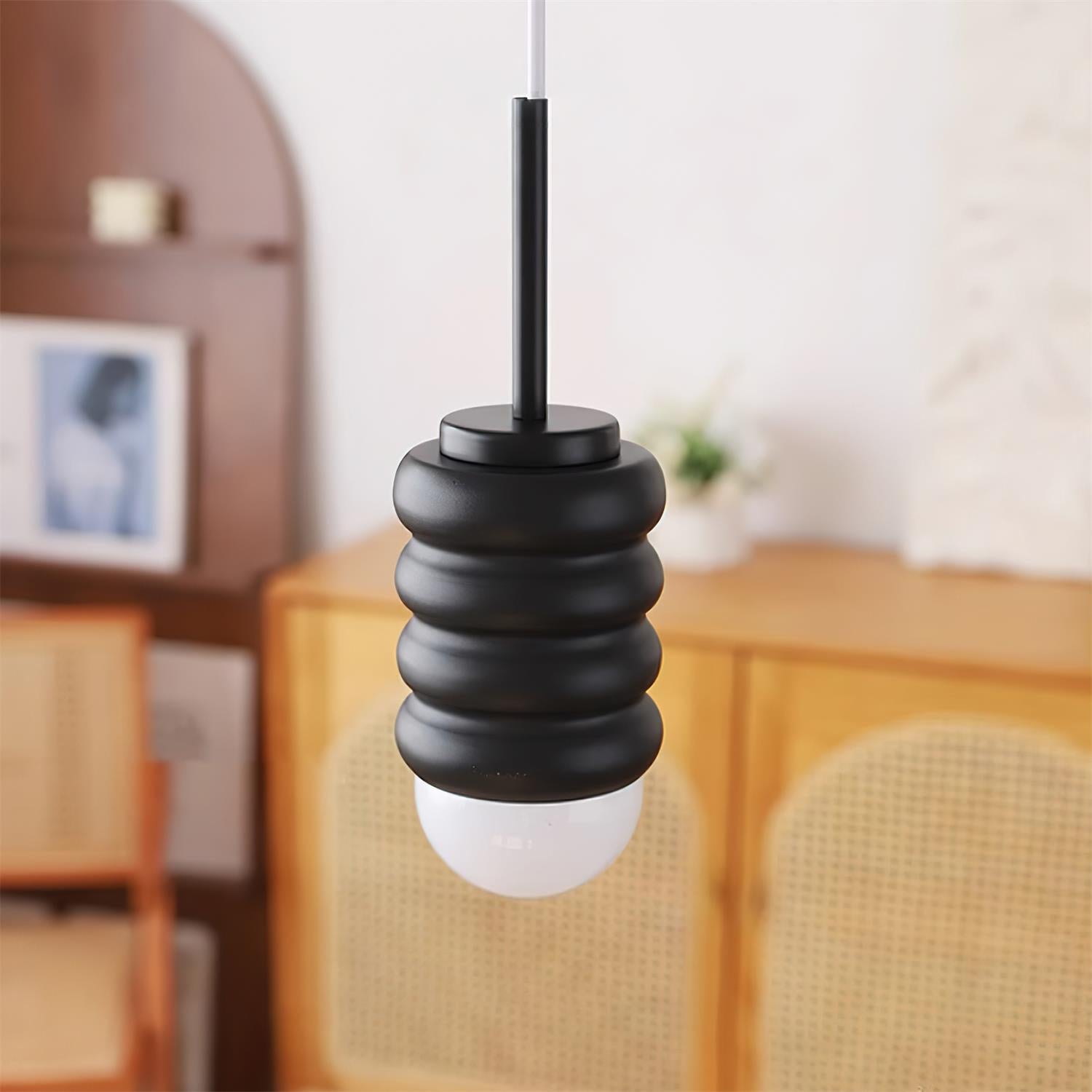 Pendant Light Ribbed Ceramic Brass Midcentury - Letslighting