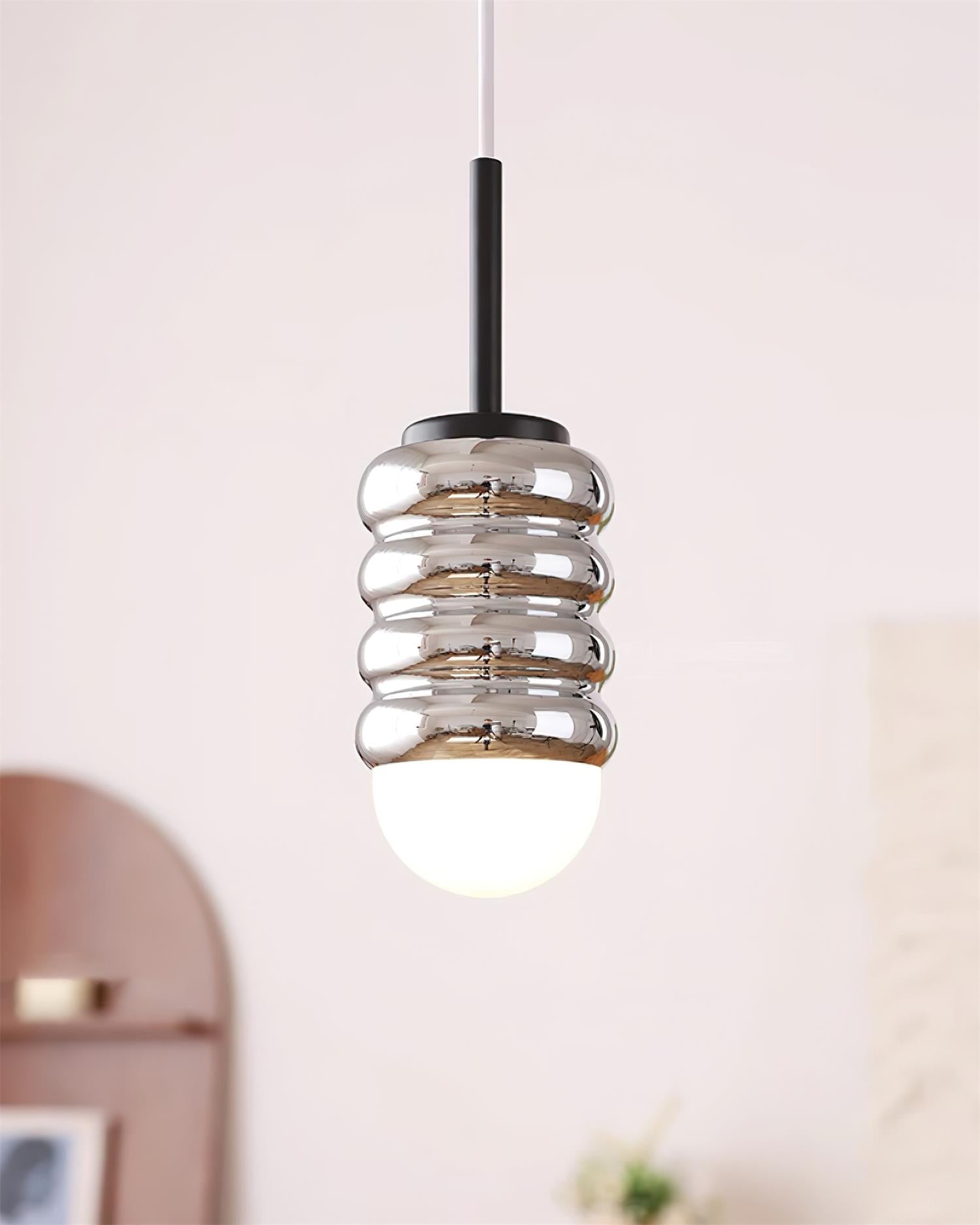 Pendant Light Ribbed Ceramic Brass Midcentury - Letslighting