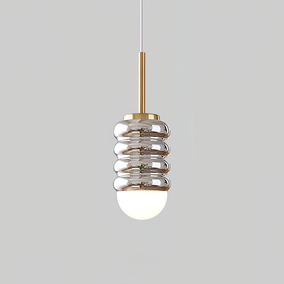 Pendant Light Ribbed Ceramic Brass Midcentury - Letslighting