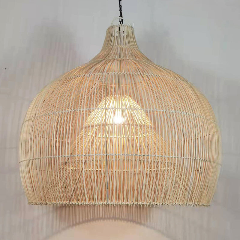 Muto Vintage Hecho a Mano Ratán Lámpara Colgante Natural Madera Salón