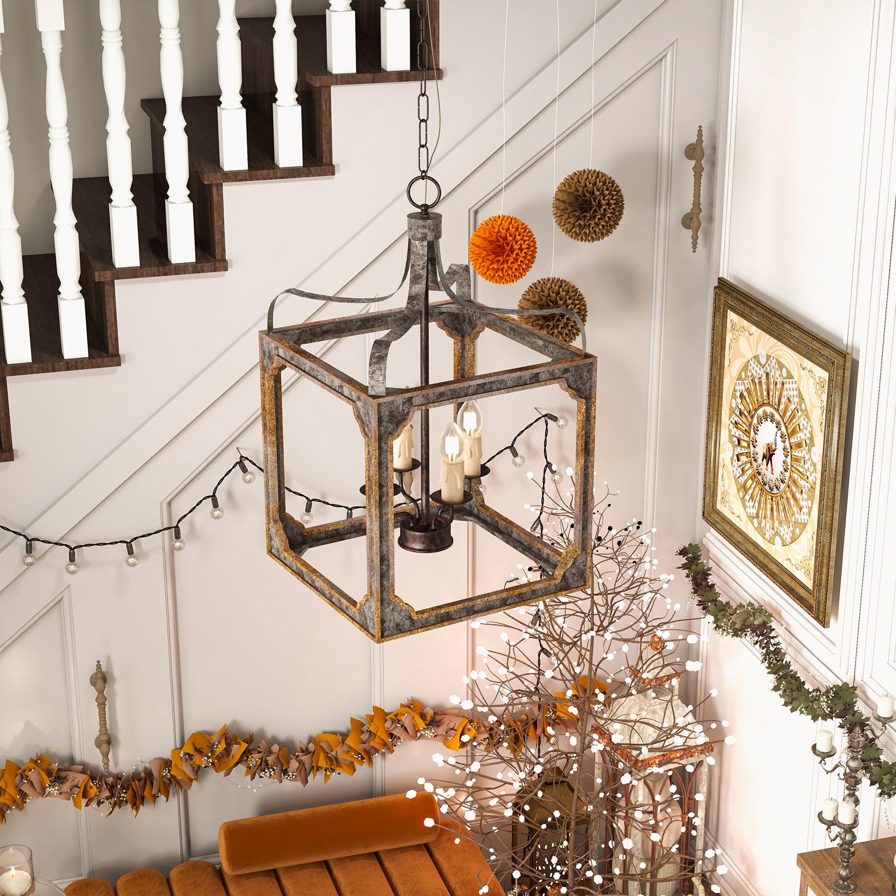 Boho Rustic Cube Chandelier - Letslighting