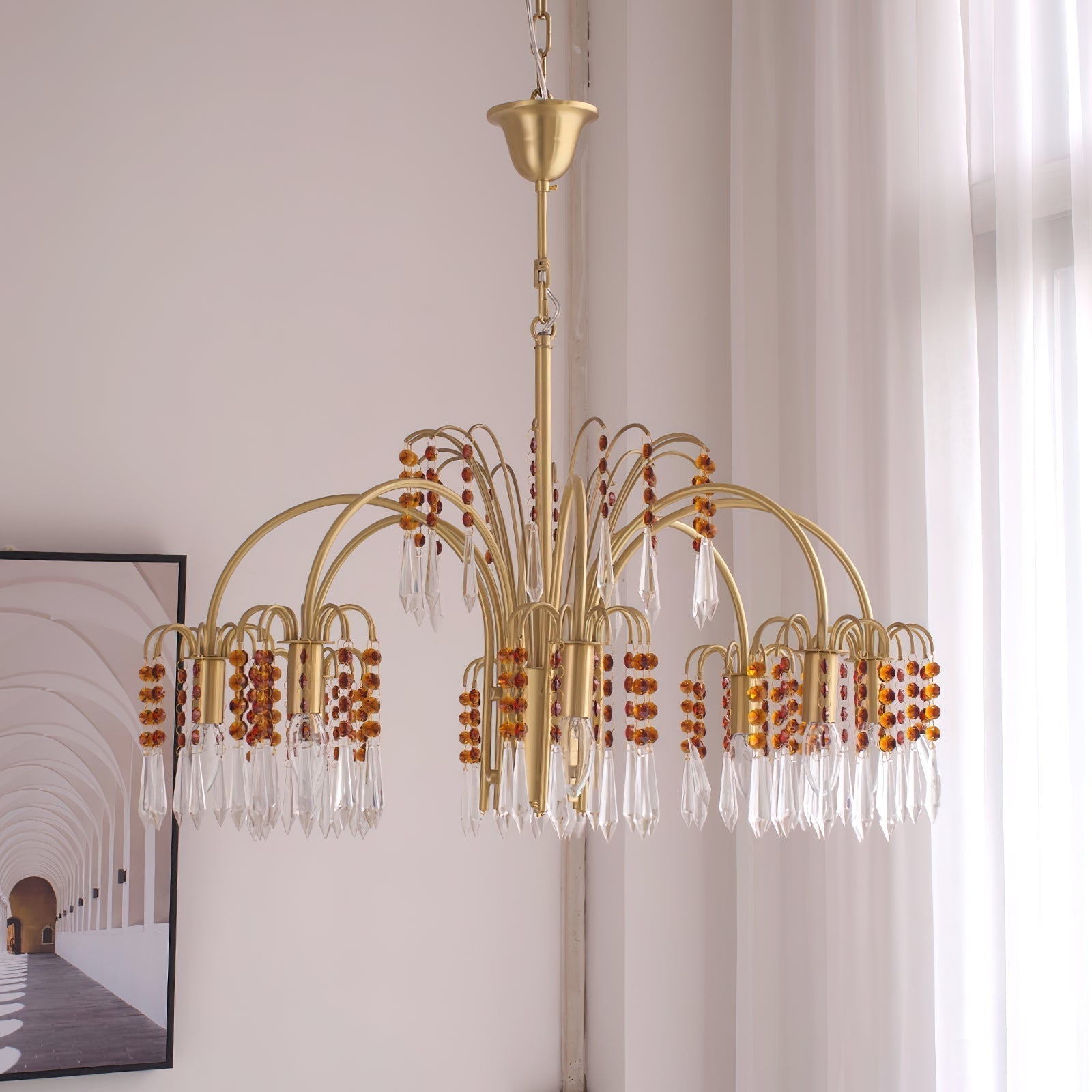 Voyant Premium Luxury Candle Crystal Chandelier - Lamp Copper