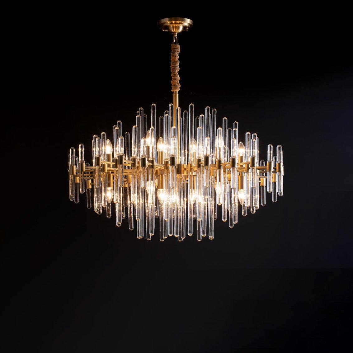 Solara Chandelier Antique Brass Starburst - Letslighting