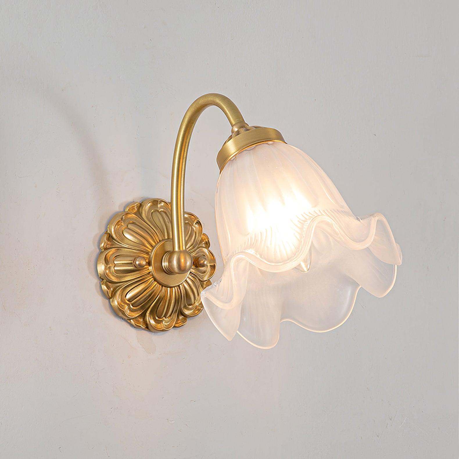 Brass Floral Glass Sconce - Letslighting
