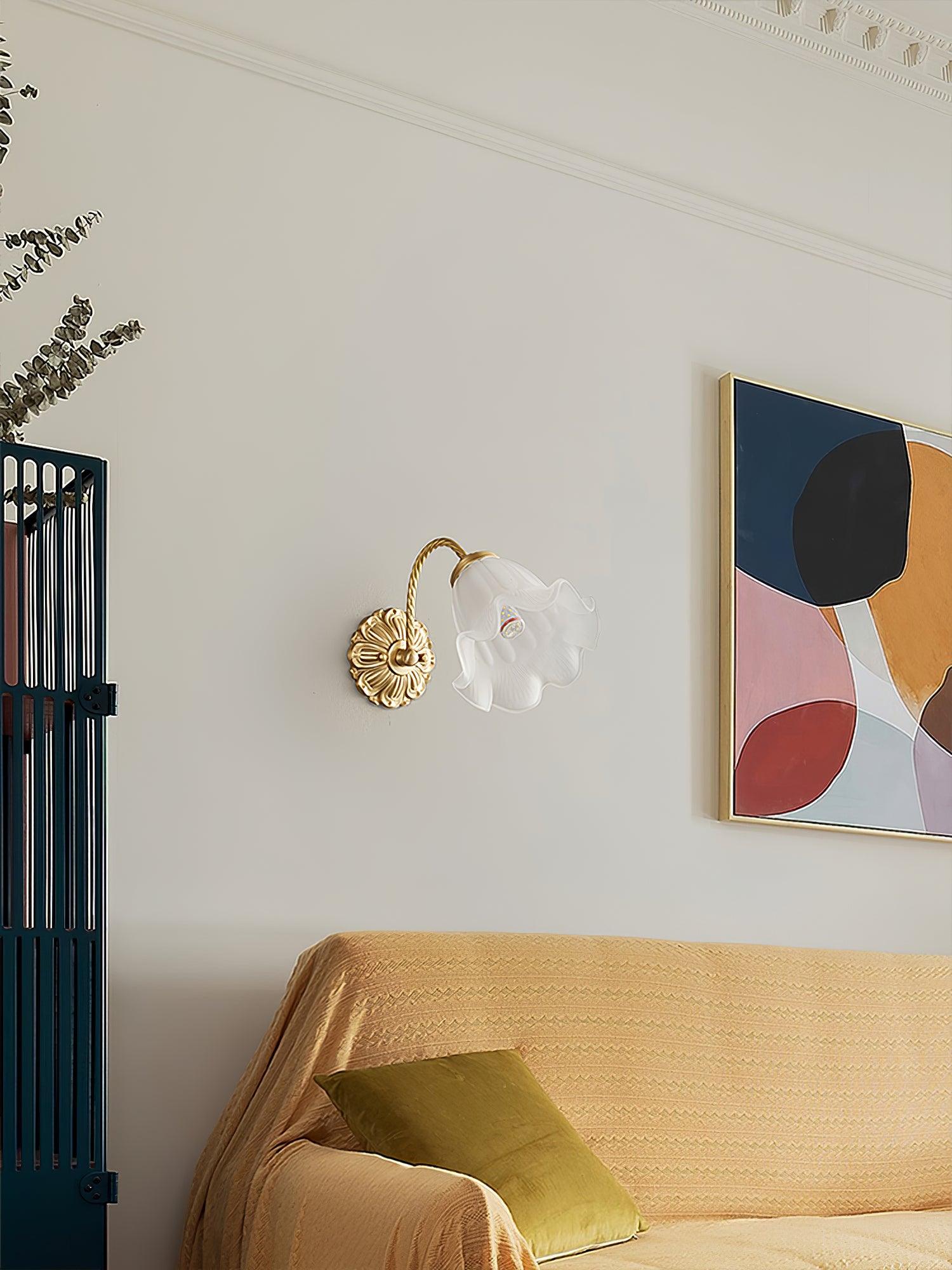 Brass Floral Glass Sconce - Letslighting