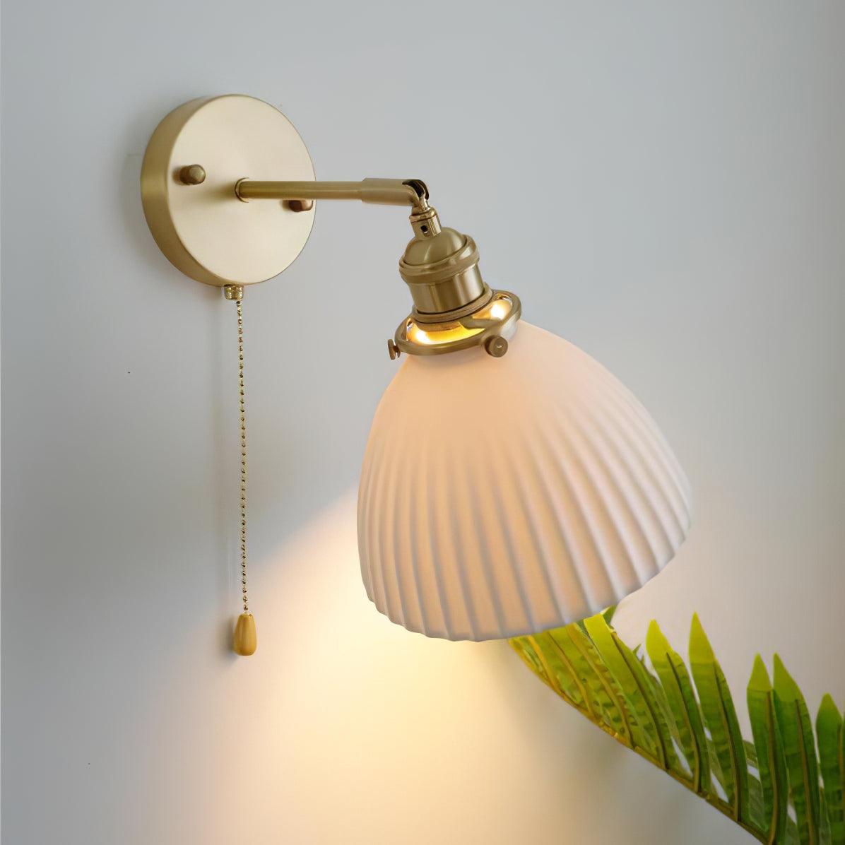 Brass Pleated Ceramic Wall Lamp - Letslighting