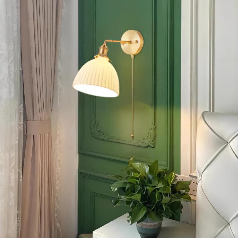 Brass Pleated Ceramic Wall Lamp - Letslighting