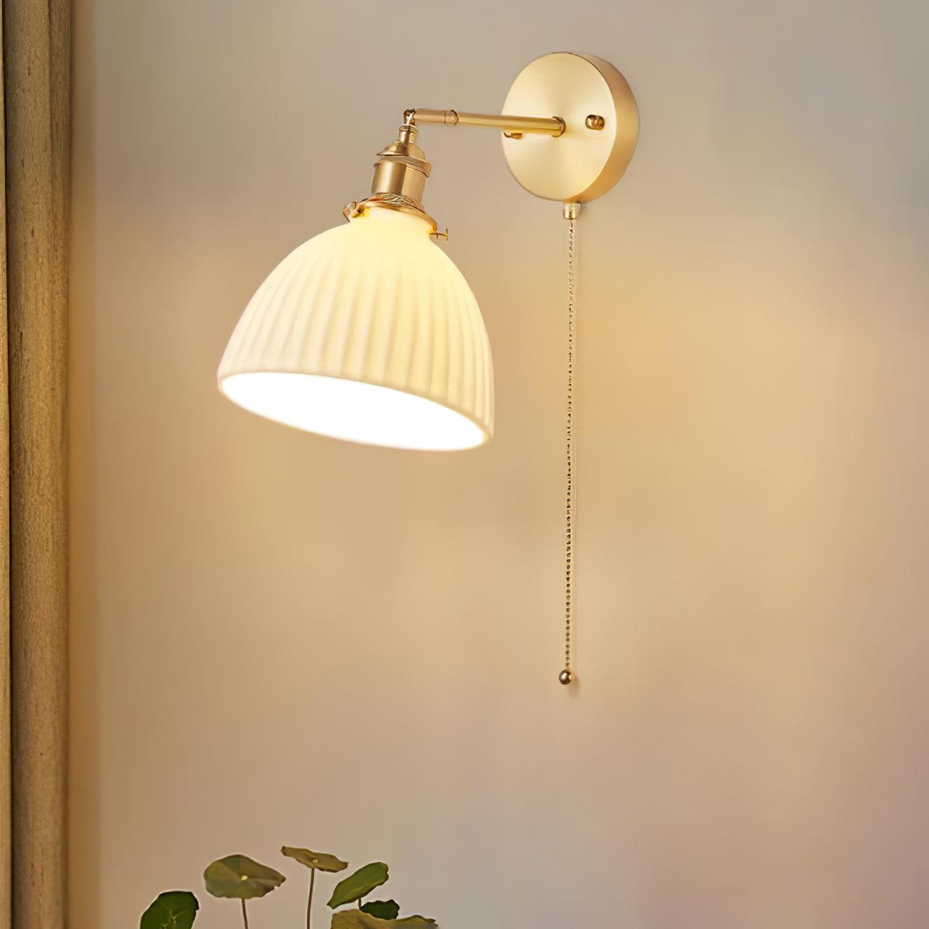 Brass Pleated Ceramic Wall Lamp - Letslighting