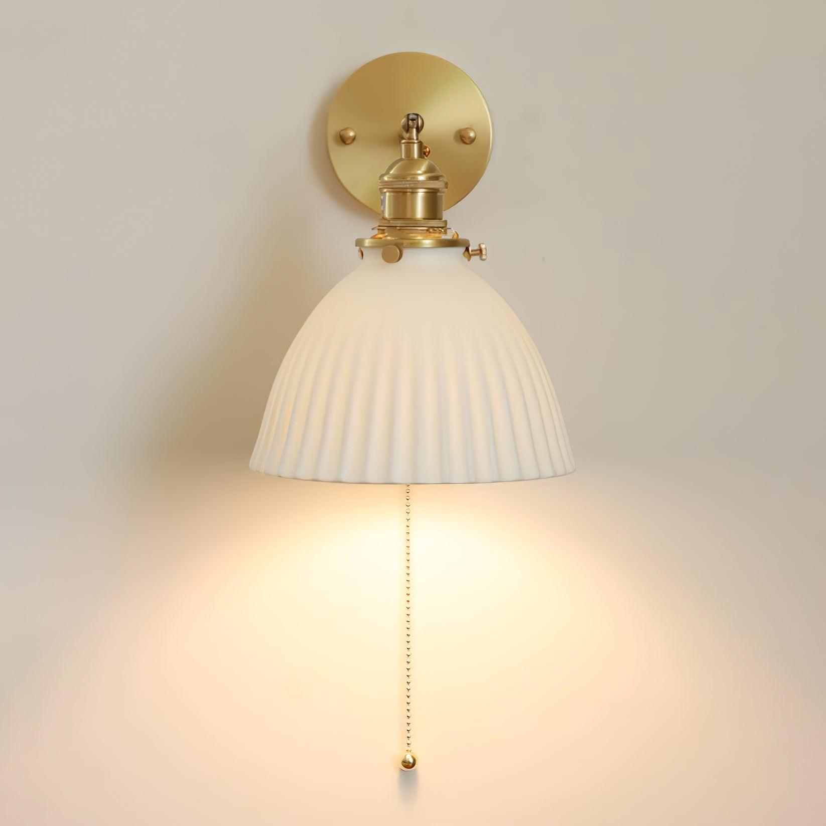 Brass Pleated Ceramic Wall Lamp - Letslighting
