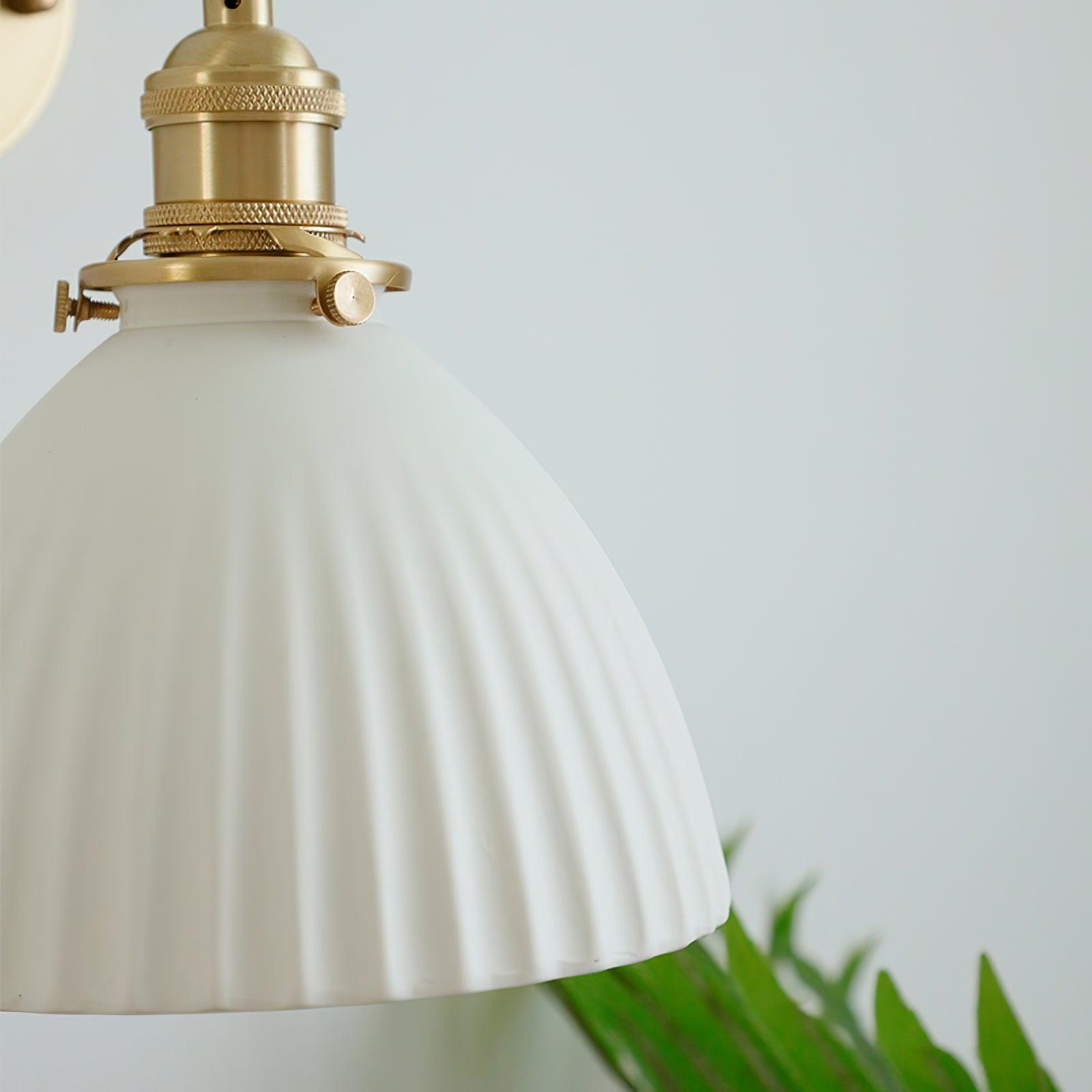 Brass Pleated Ceramic Wall Lamp - Letslighting