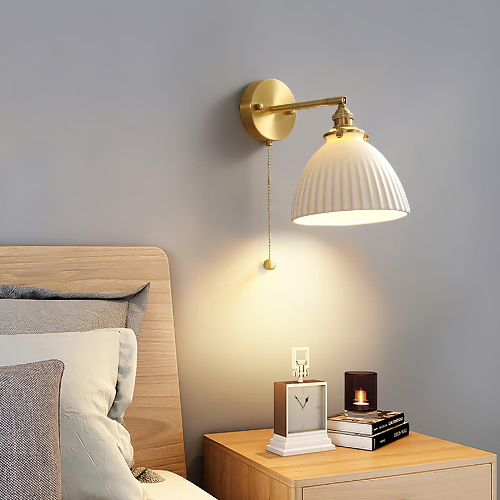 Brass Pleated Ceramic Wall Lamp - Letslighting
