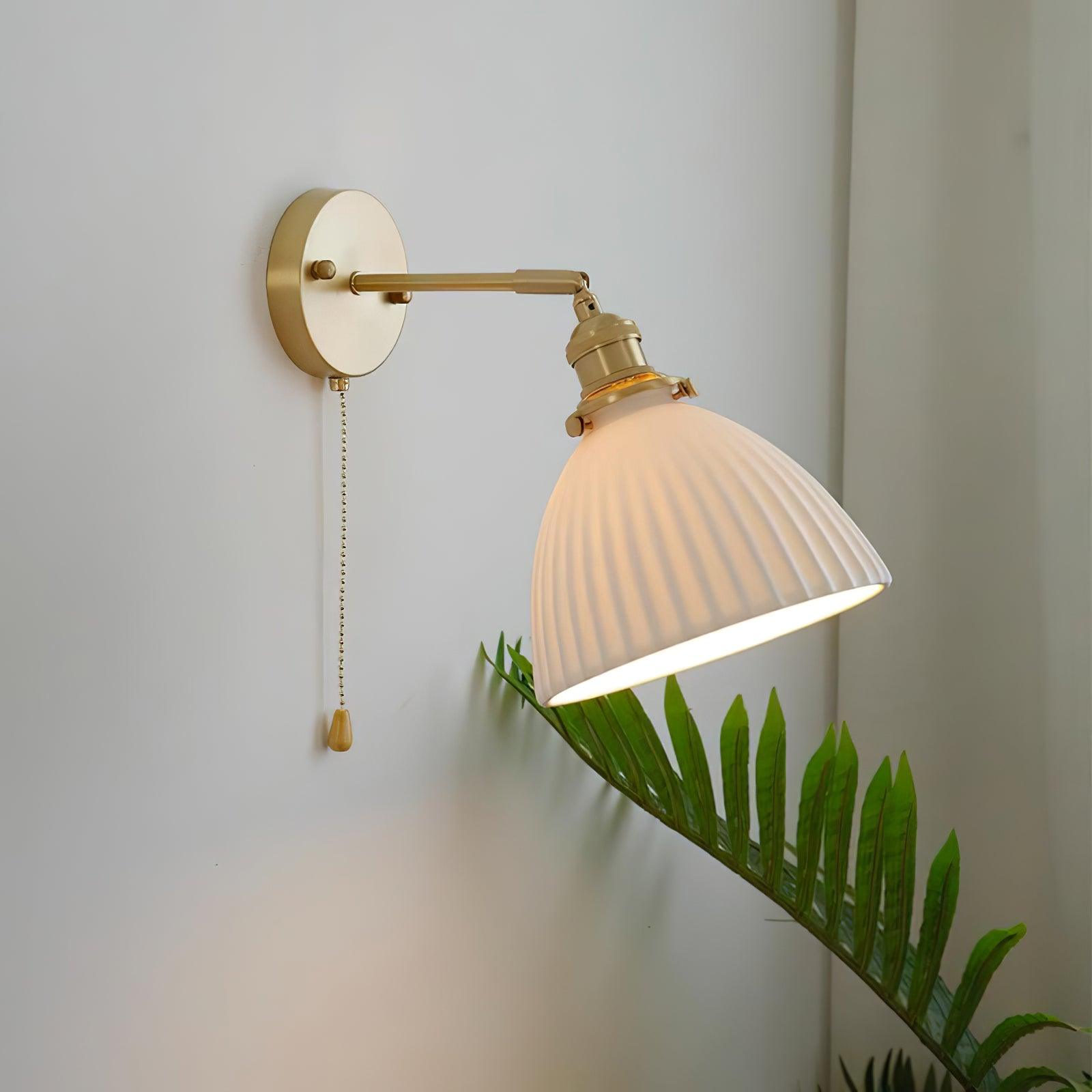 Brass Pleated Ceramic Wall Lamp - Letslighting