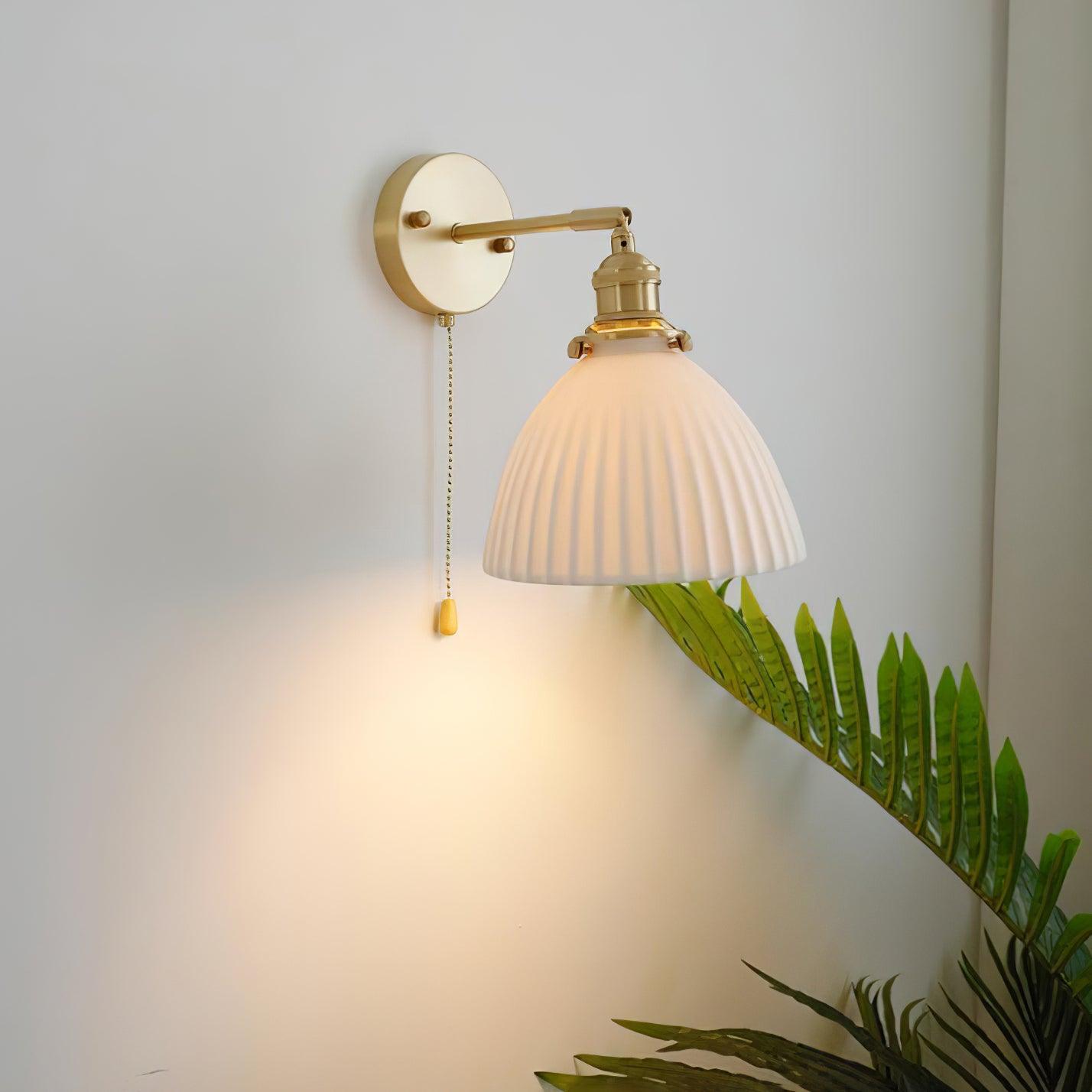 Brass Pleated Ceramic Wall Lamp - Letslighting