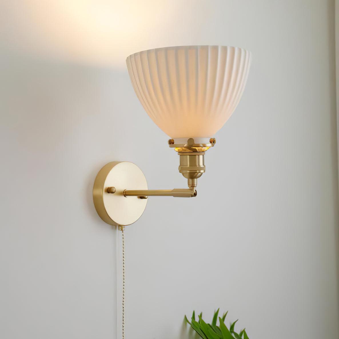 Brass Pleated Ceramic Wall Lamp - Letslighting