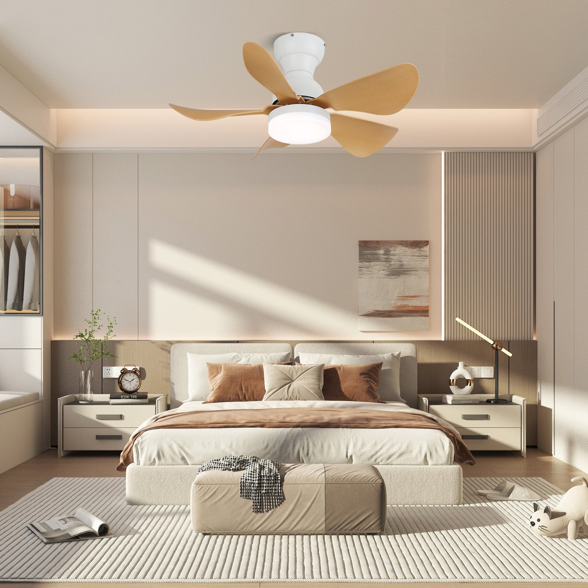 Lámpara Ventilador de Techo Callen de Madera, con mando a distancia