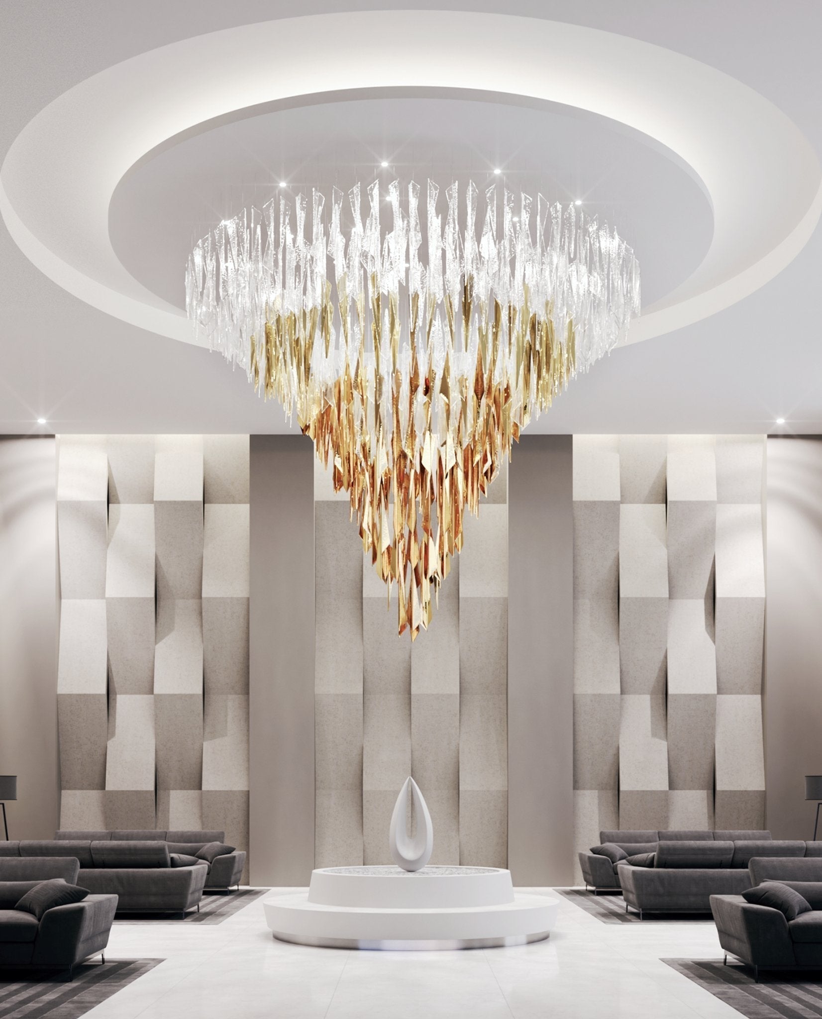 Nyvinia Glass Feather-Shape Chandelier - Letslighting