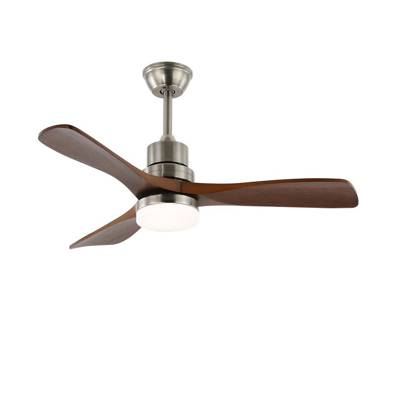 Ventilador de Techo Kaelen Moderno de Madera con Luz instalado en un dormitorio