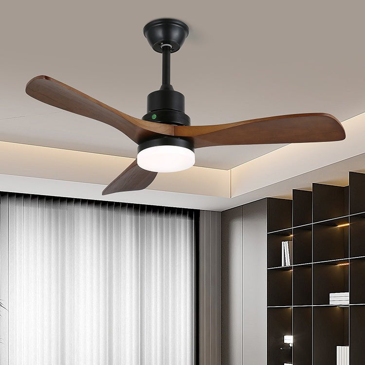 Ventilador de Techo Kaelen Moderno de Madera con Luz con opción de acabado en níquel cepillado