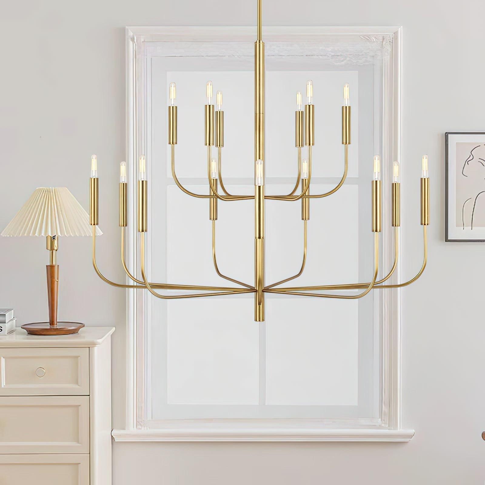 Olcarel Vintage Industrial Brass Metal Chandelier - Lamp Copper