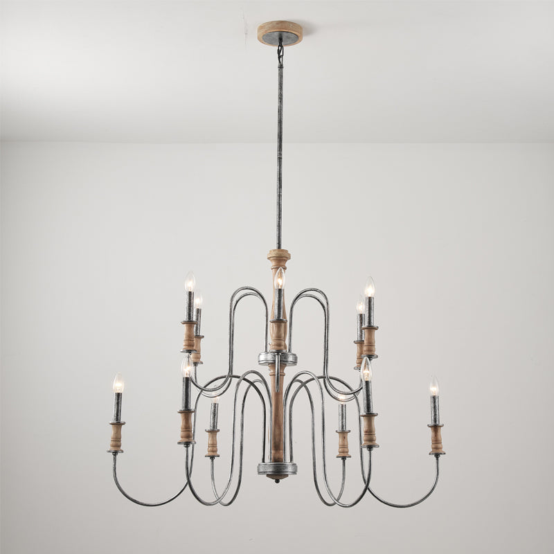 Volo Postmodern Luxury Wooden Metal Chandelier - Lamp Copper
