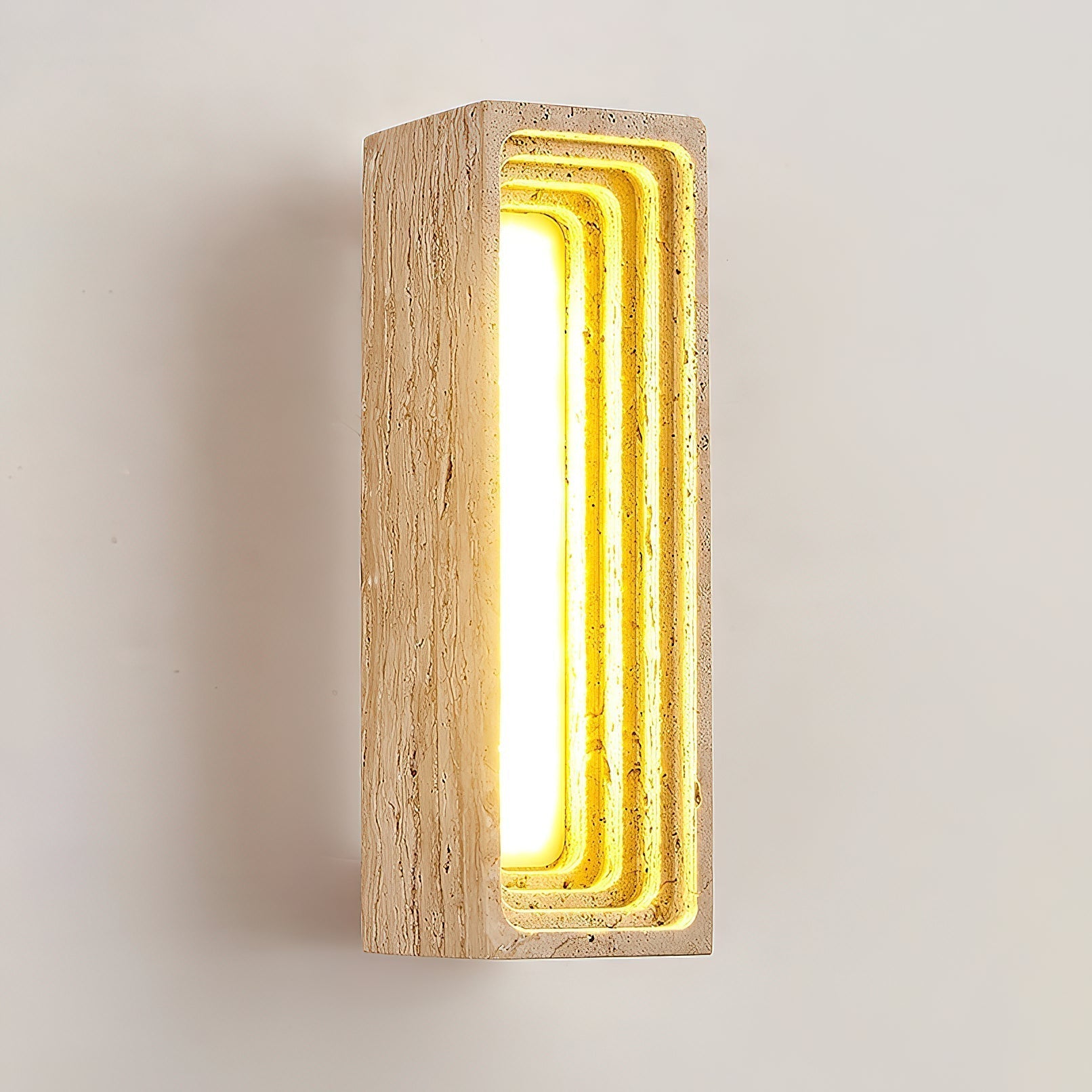 Siliq Modern Minimalist Beige Travertine Wall Lamp - Lamp Copper