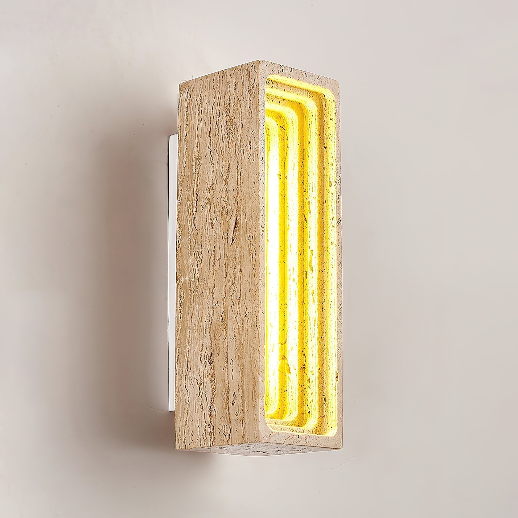 Siliq Modern Minimalist Beige Travertine Wall Lamp - Lamp Copper