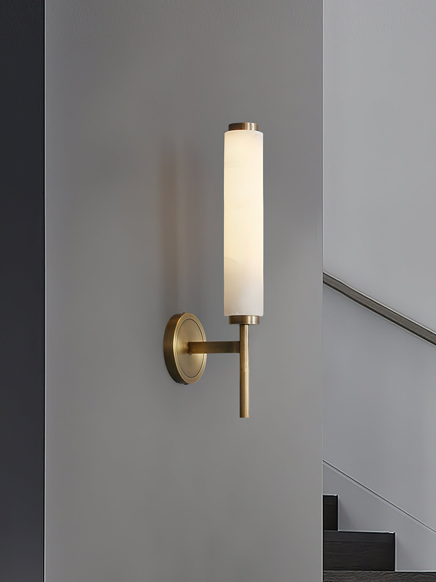 Abyss Modern Minimalist Brass Metal Alabaster Wall Lamp - Lamp Copper