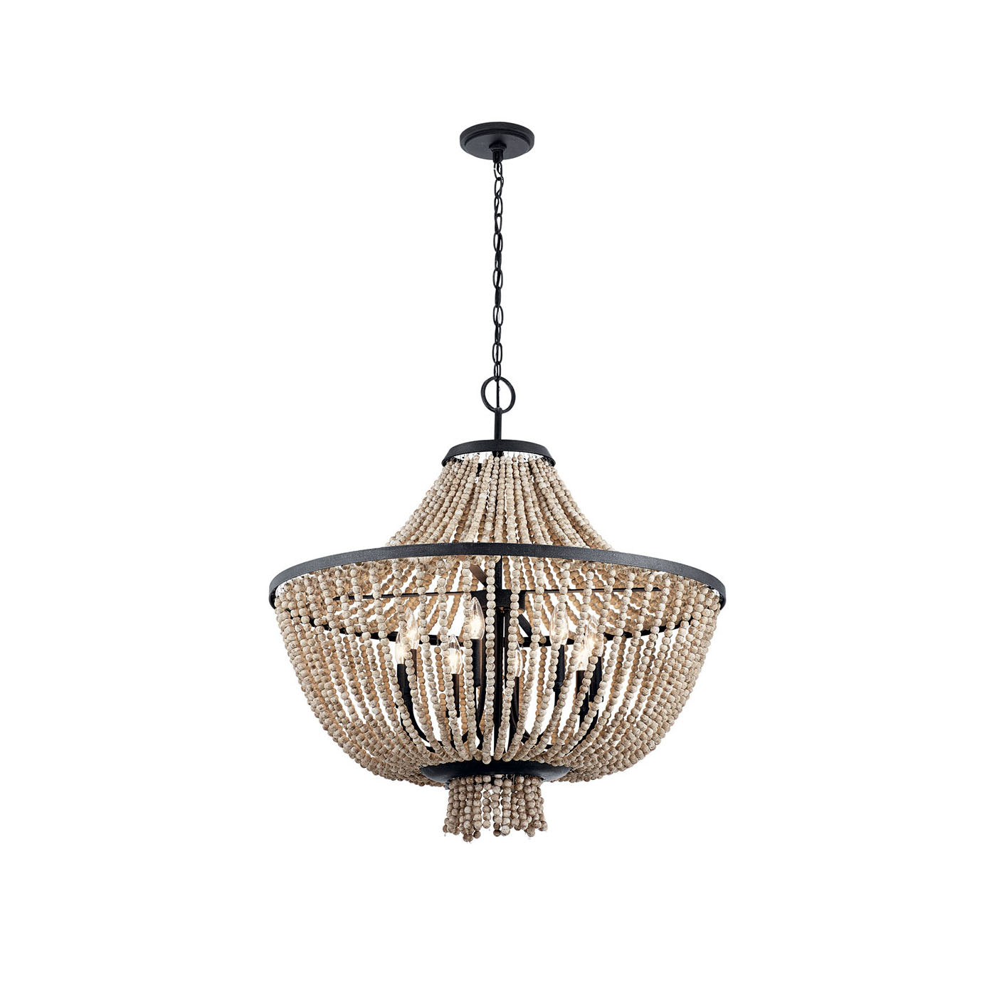 Vela Premium Elegance Wooden Metal Chandelier - Lamp Copper