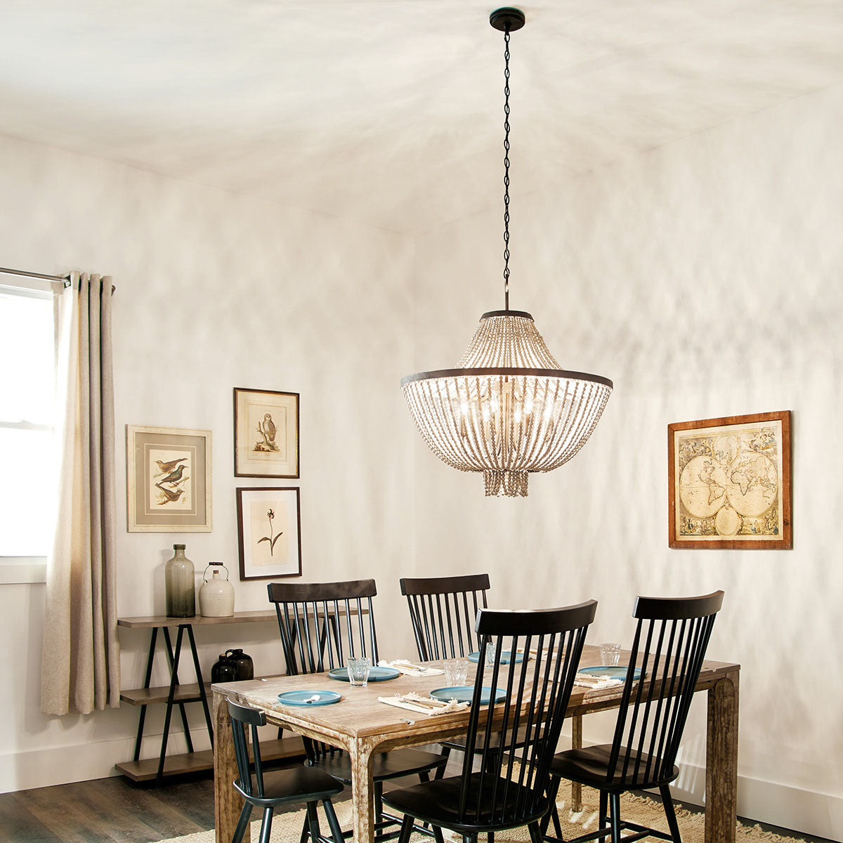 Vela Premium Elegance Wooden Metal Chandelier - Lamp Copper