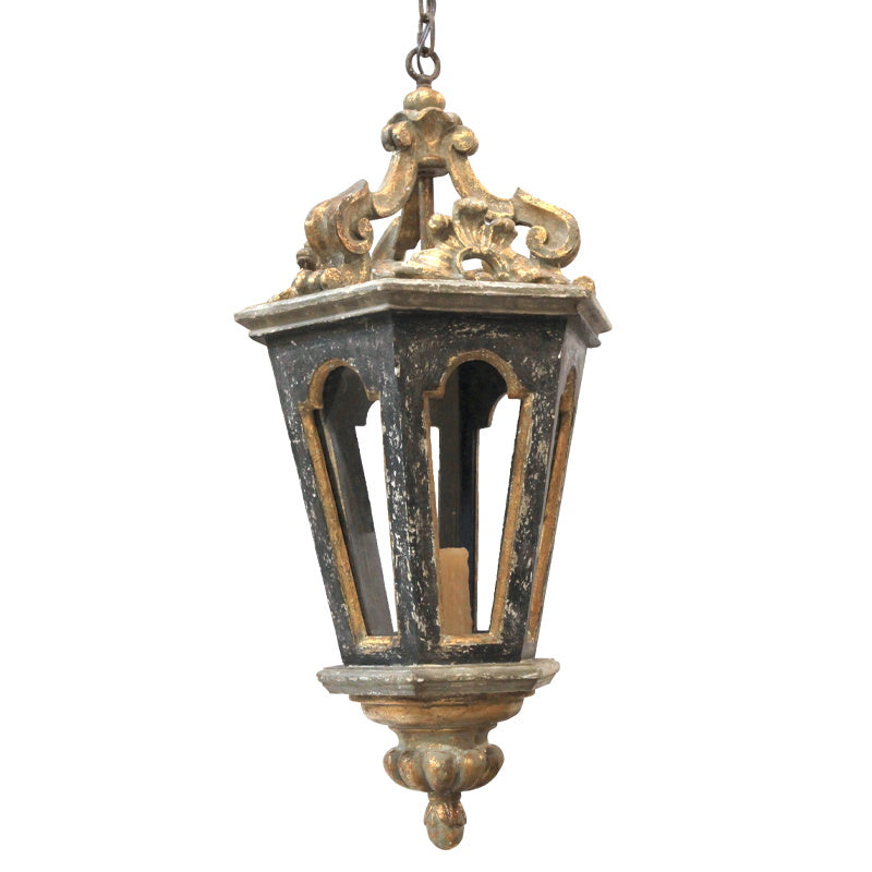 Seren Postmodern Luxury Elegance Wood Resin Lantern Pendant Lamp - Lamp Copper