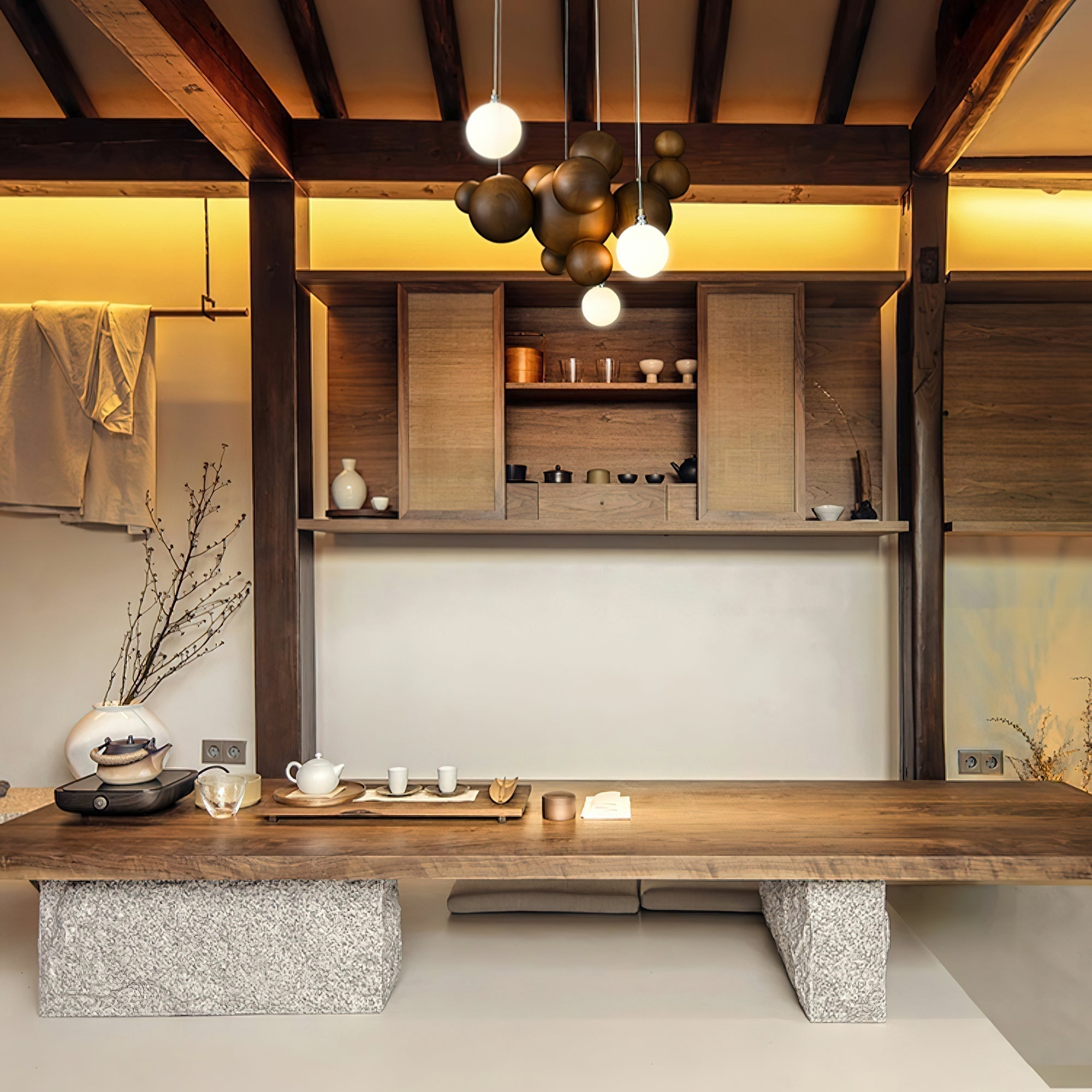 Bubble Wood Balls Chandelier - Letslighting