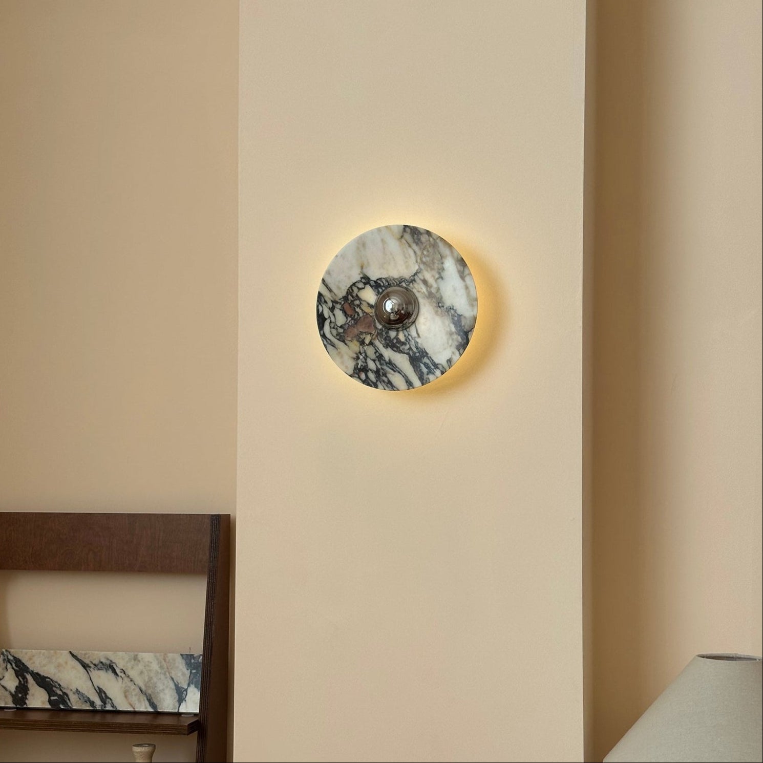Alter Modern Minimalist Round Marble Metal Sconce Wall Lamp - Lamp Copper