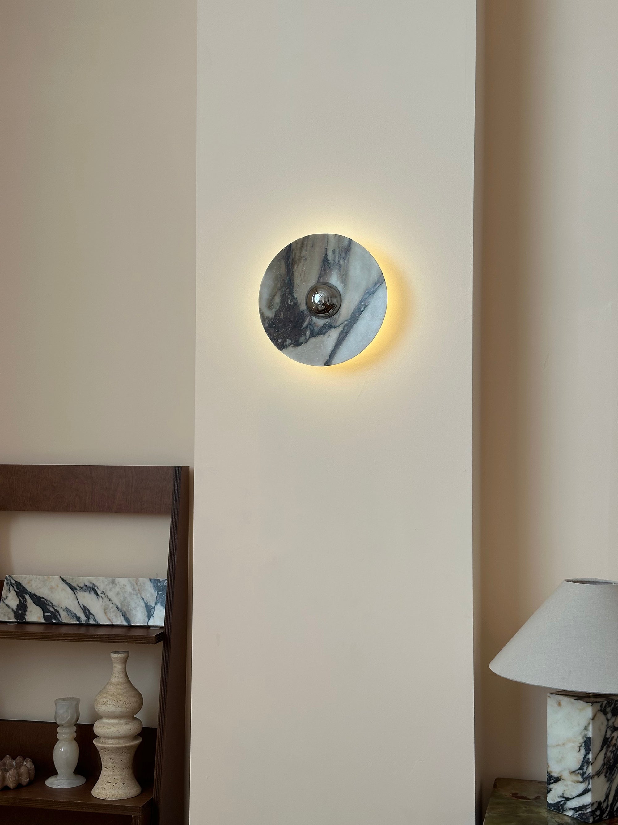 Alter Modern Minimalist Round Marble Metal Sconce Wall Lamp - Lamp Copper
