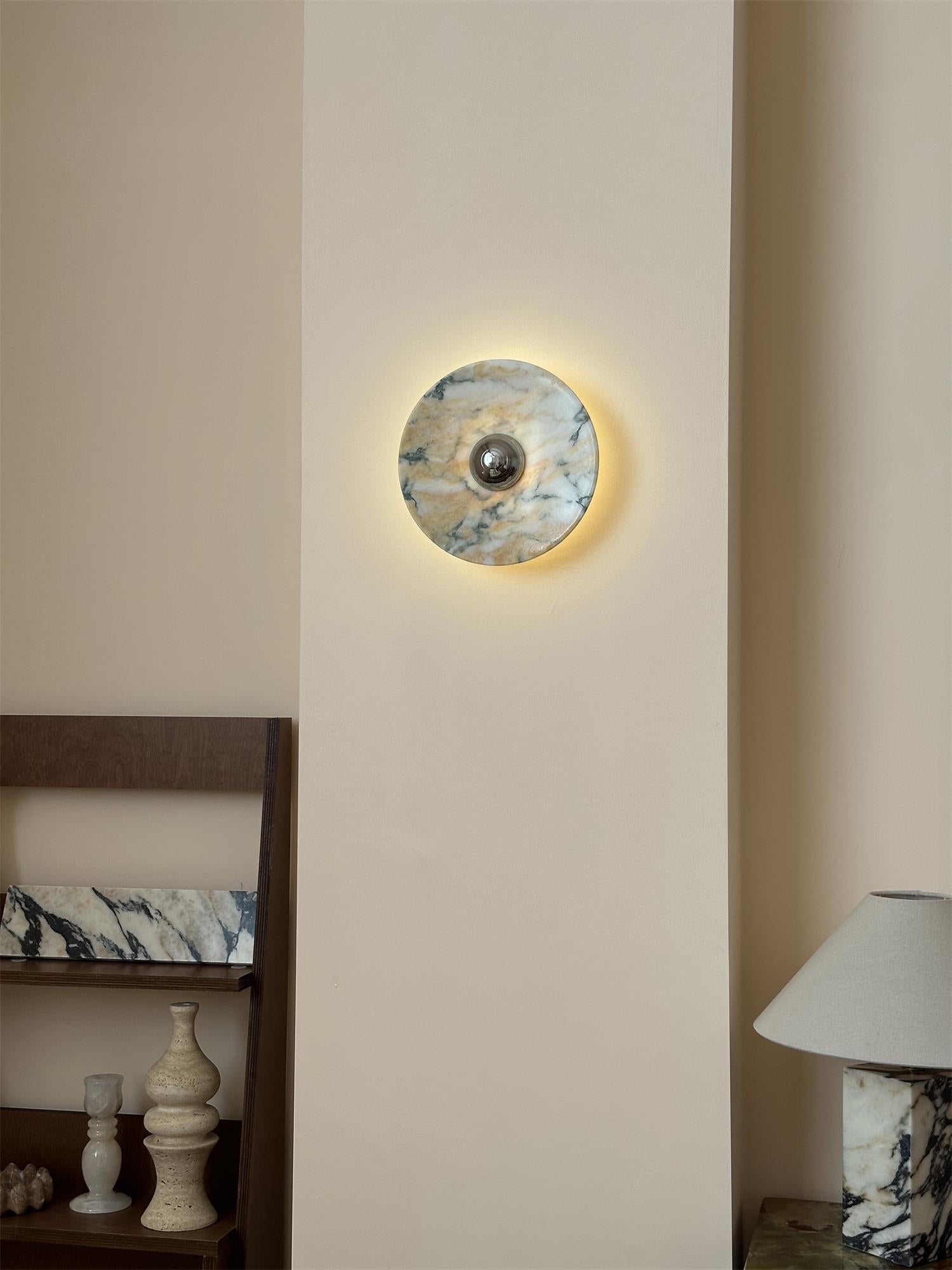 Alter Modern Minimalist Round Marble Metal Sconce Wall Lamp - Lamp Copper