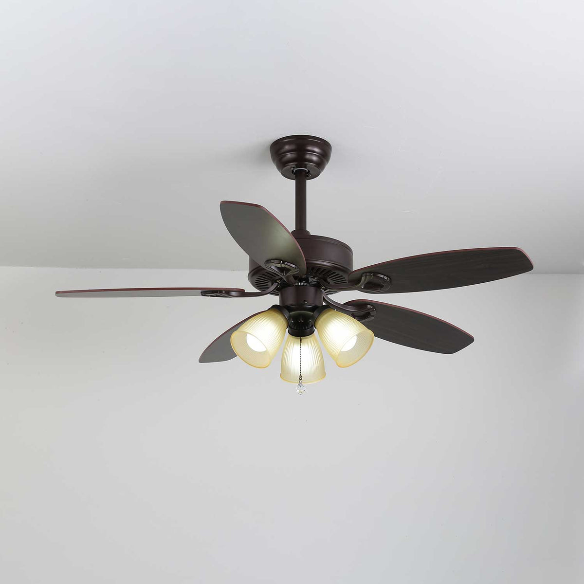 Ventilador de Techo Calviera Vintage de Madera y Cristal con Luz en varios acabados