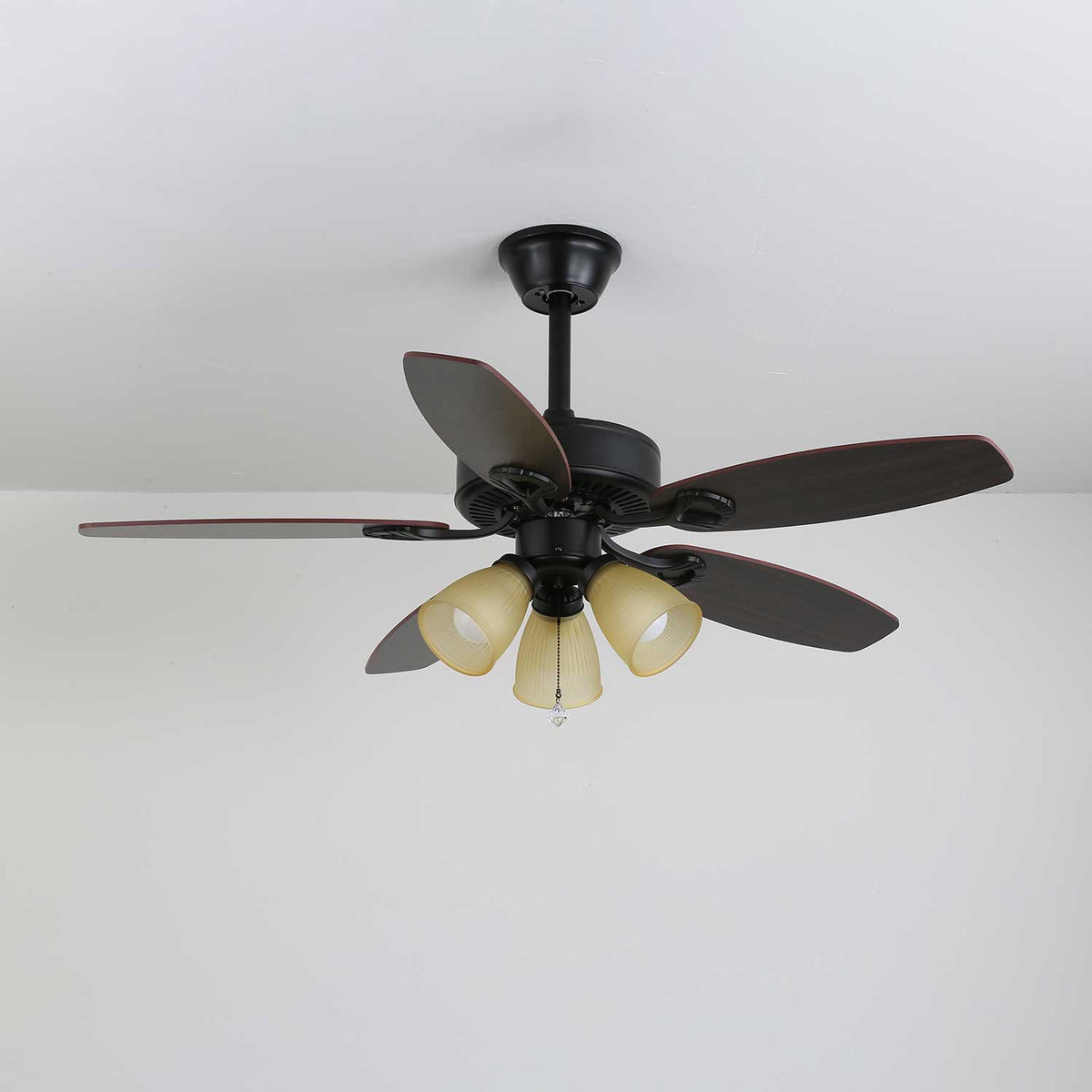 Ventilador de Techo Calviera Vintage de Madera y Cristal con Luz desde abajo