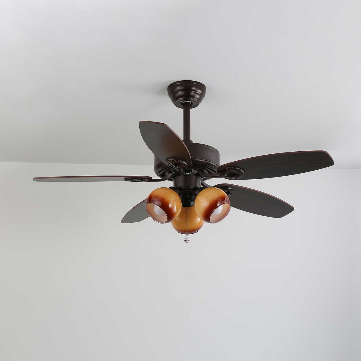 Ventilador de Techo Calviera Vintage de Madera y Cristal con Luz con diferentes opciones de fuente de luz