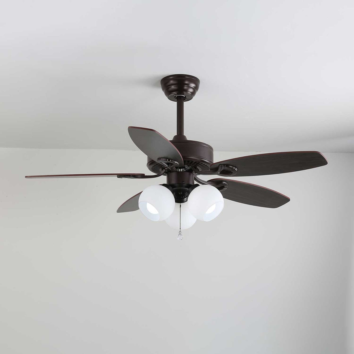 Ventilador de Techo Calviera Vintage de Madera y Cristal con Luz con clasificación IP20