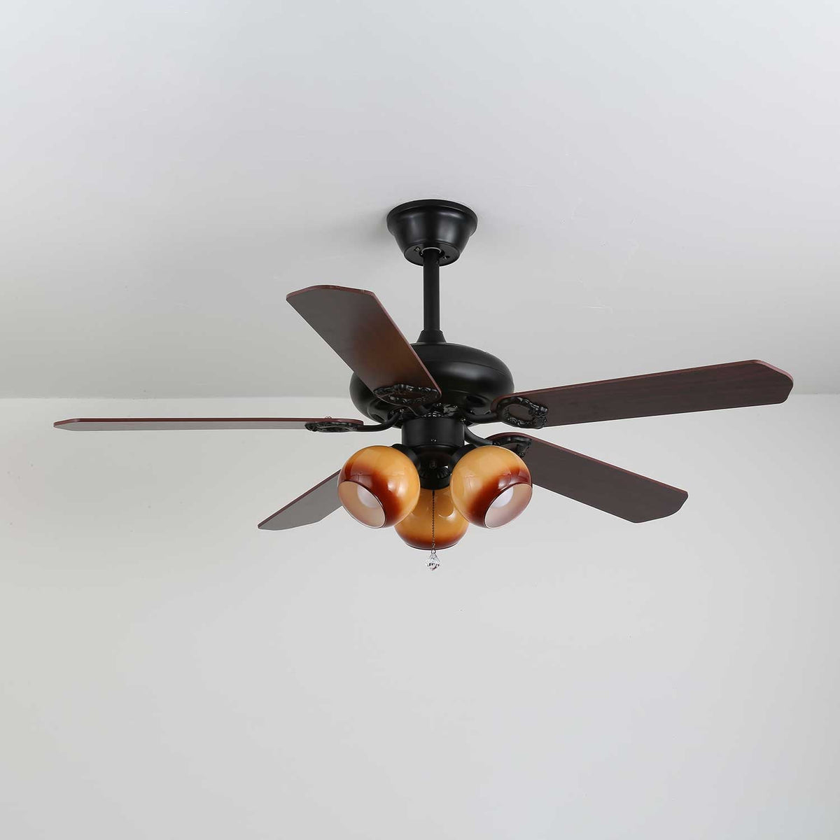 Ventilador de Techo Calviera Vintage de Madera y Cristal con Luz