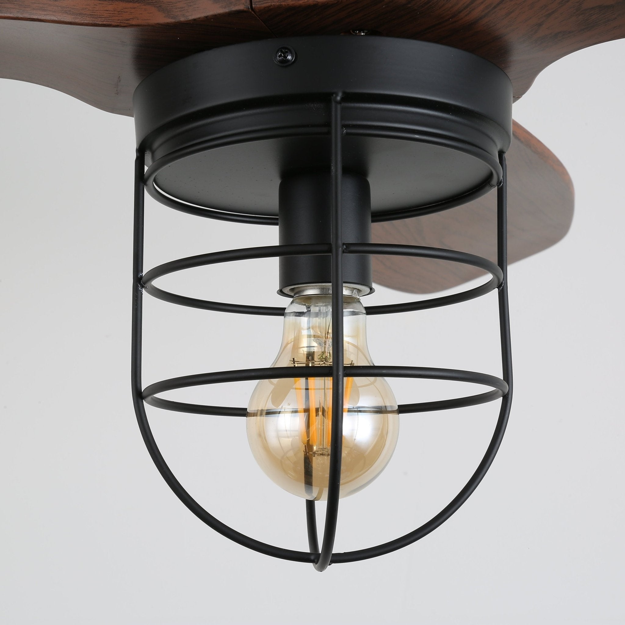 Ventilador de Techo Industrial de Madera Brisora con Luz, vista lateral