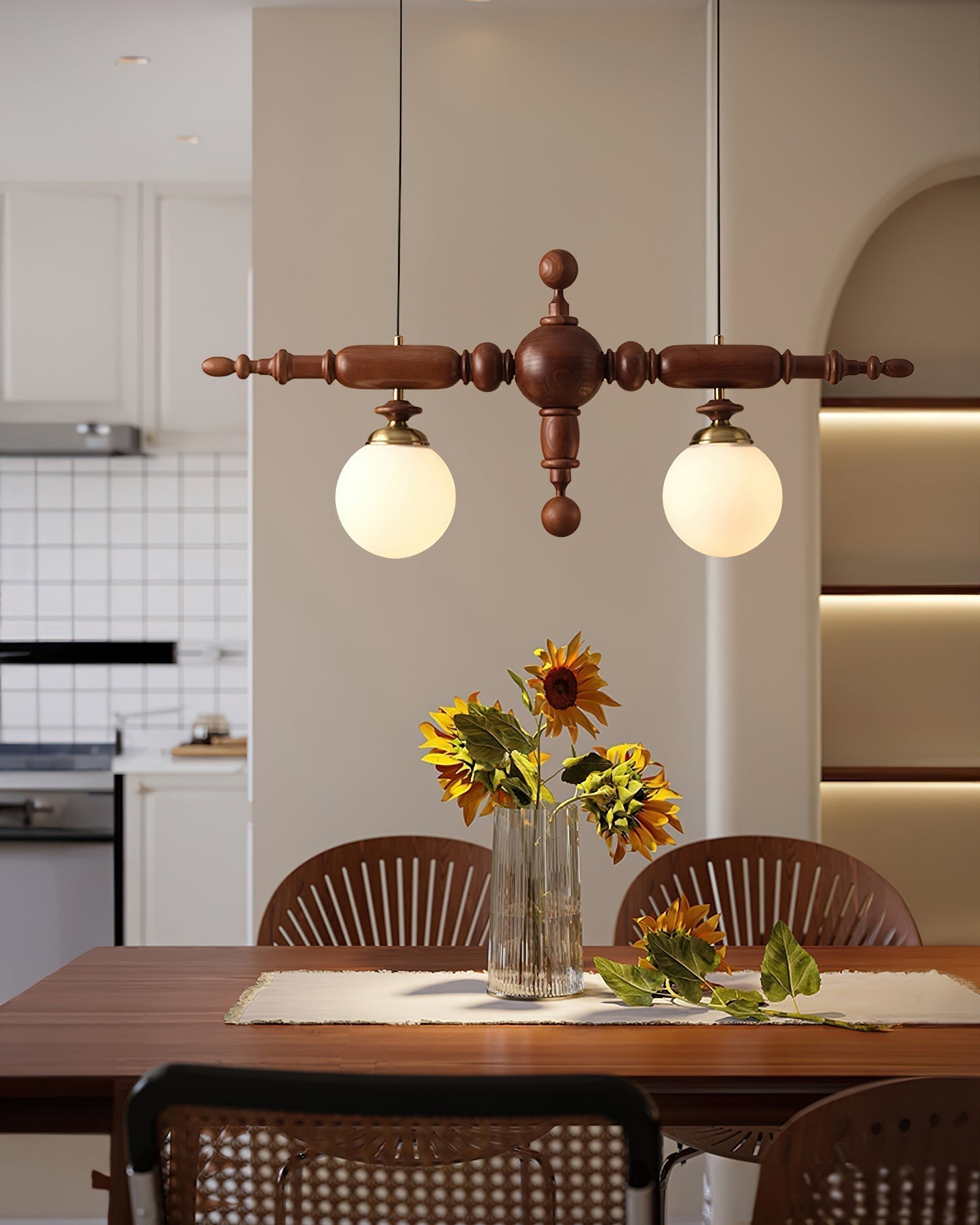 Isilira Classic Wood Glass Linear Pendant Light - Letslighting