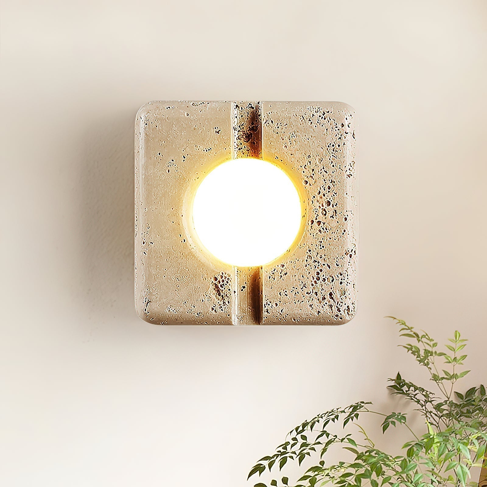 Kosmo Modern Minimalist Clear Travertine Wall Lamp - Lamp Copper