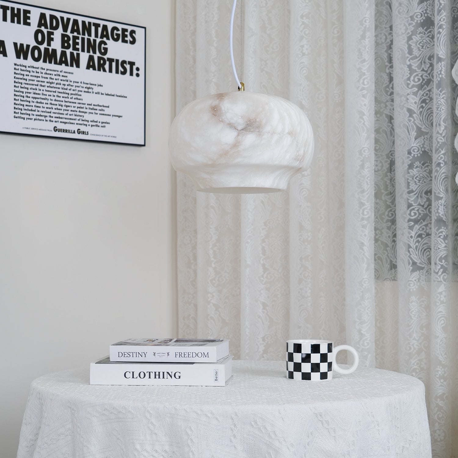 Thalia Minimalist Alabaster Pendant Light - Letslighting