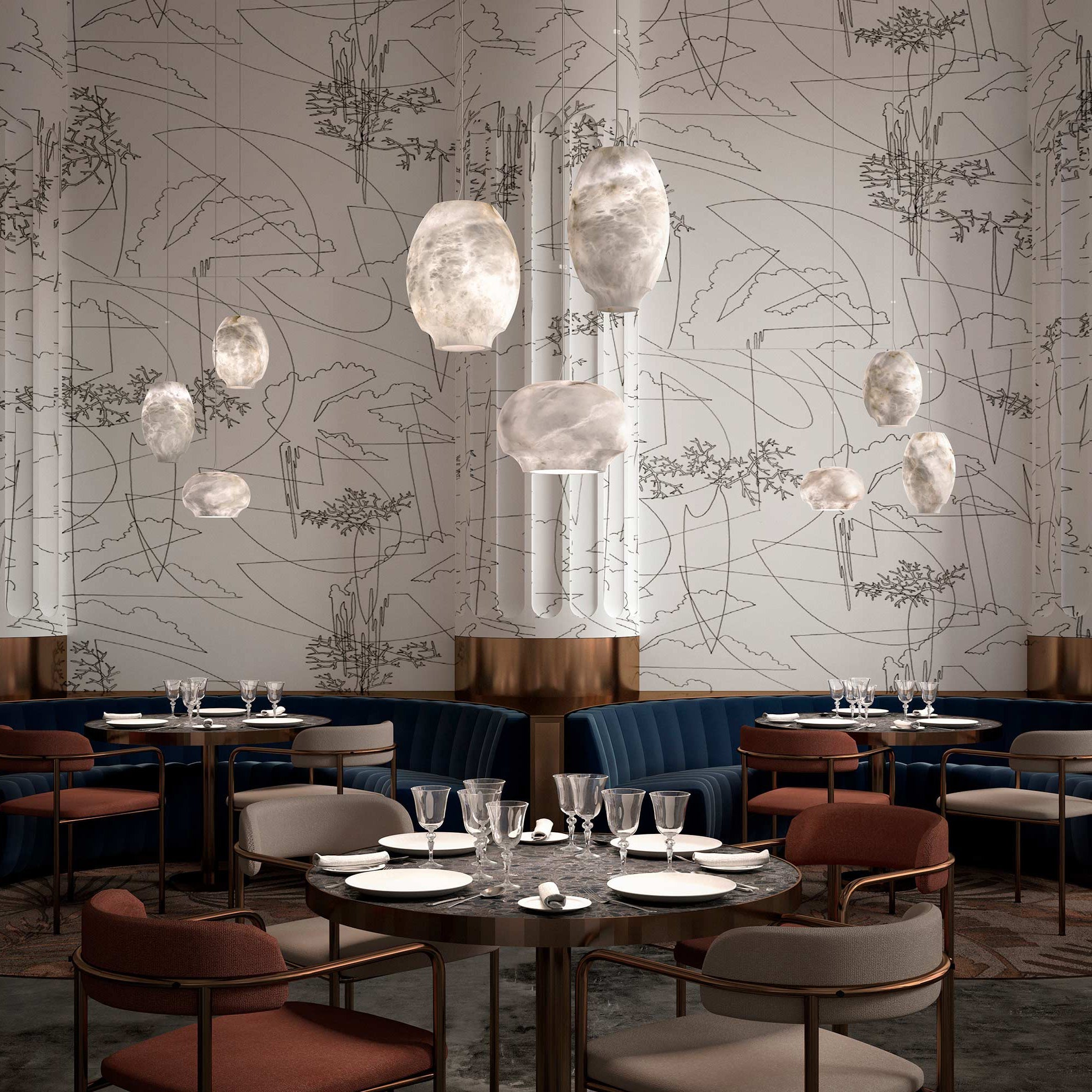 Thalia Minimalist Alabaster Pendant Light - Letslighting