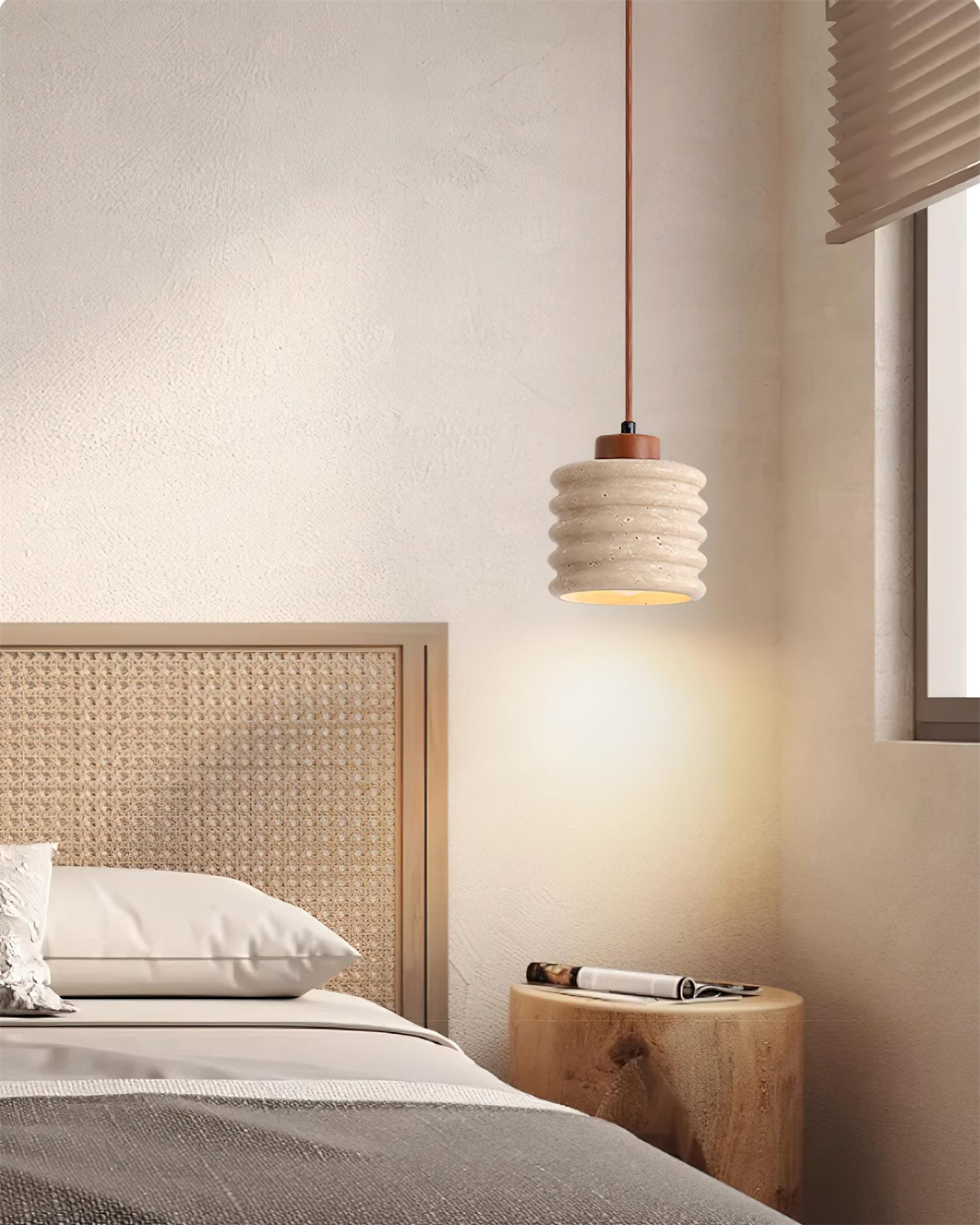 Ritta Pendant Light Travertine Ripple Shade Wabi-Sabi - Letslighting