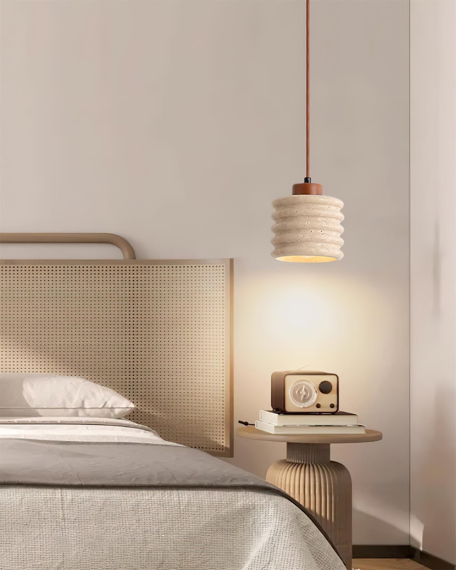 Ritta Pendant Light Travertine Ripple Shade Wabi-Sabi - Letslighting